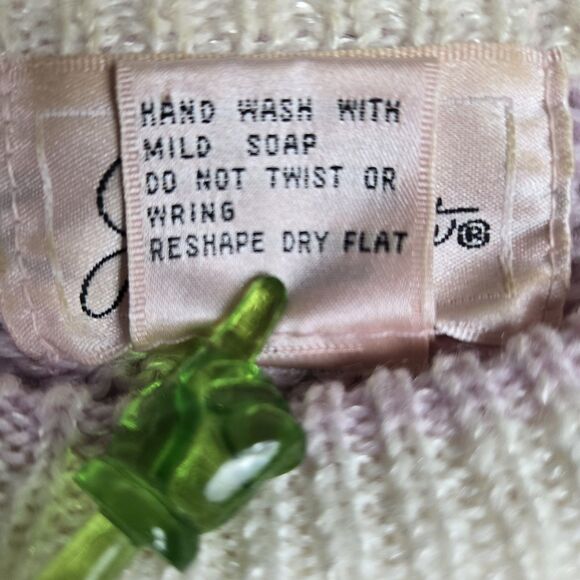 Vtg Jaclyn Smith Sweater Sz M Pastel Lavender Sequins Beaded Embroidered Rope - Picture 6 of 6